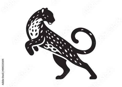 leopard logo silhouette vector design, panther logo silhouette illustration, leopard silhouette logo vector animals, big cat silhouette cheetah wild animal logo silhouettes vector on white background
