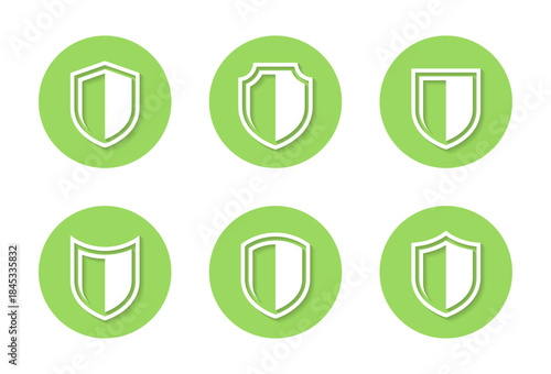 Defense, shield outline icon with shadow. Security protection symbol