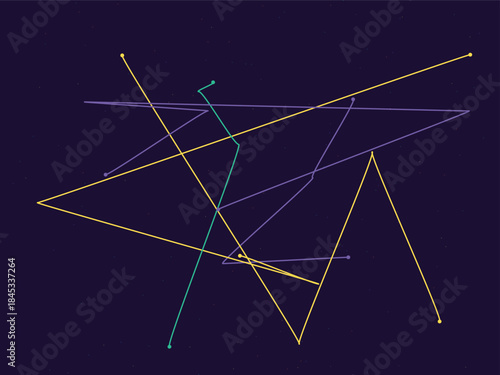 Interconnected colorful lines forming a complex abstract network on a dark background