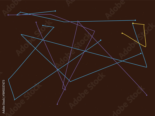 Abstract lines and dots create a chaotic yet intriguing network on a dark background, suggesting connection and complexity.