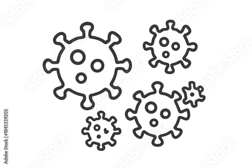Stylized microbe icons set in clean black outline style