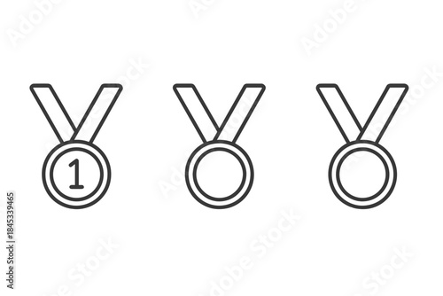 Set of first place award medal icons with empty placeholders