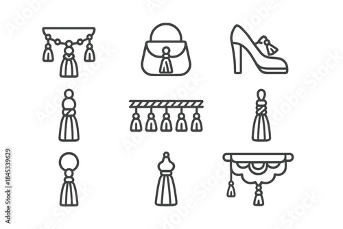 Decorative tassel icons for fashion and home decor accessories