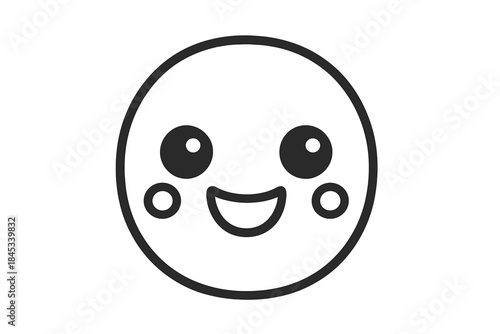 Minimalist outline of a cheerful face with blush circles
