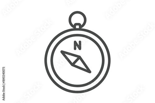 Minimalist outline icon of a navigation compass pointing to the north