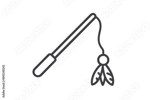 Interactive cat teaser wand toy featuring a lure attached by a string for domestic felines