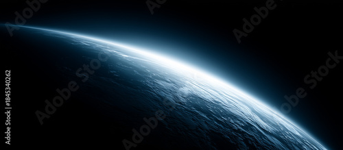 Stunning view of Earth from space against dark space banner.
