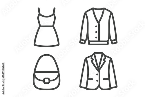 Minimalist outline symbols for women's fashion apparel and accessories