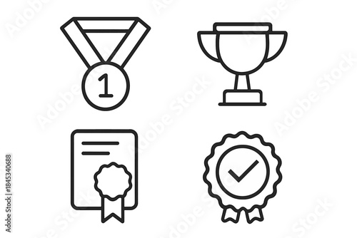 Symbols of success, competition, quality assurance, and academic achievement