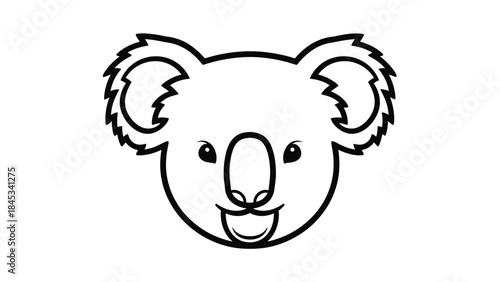 Cute koala face illustration in black and white, Generative AI.