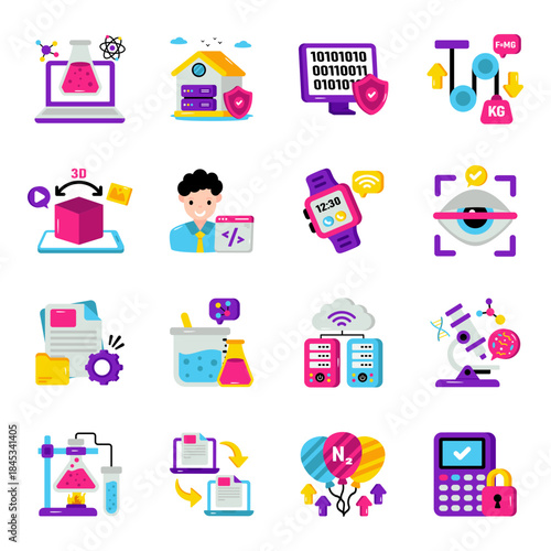 Set of Science and Technology Flat Icons