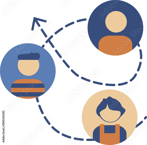 Conceptual illustration of diverse individuals connecting and collaborating across a network