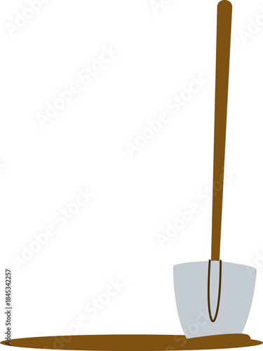 Shovel Stuck In Soil Cartoon