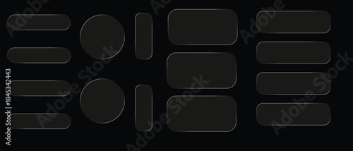 Liquid glass smartphone interface isolated. White ui light frame square and circle banner with shine stroke. Control center widget for smartphone and web app, vector illustration.
