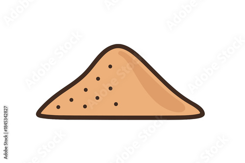 Simple stylized pile of brown granular material with texture dots isolated on white