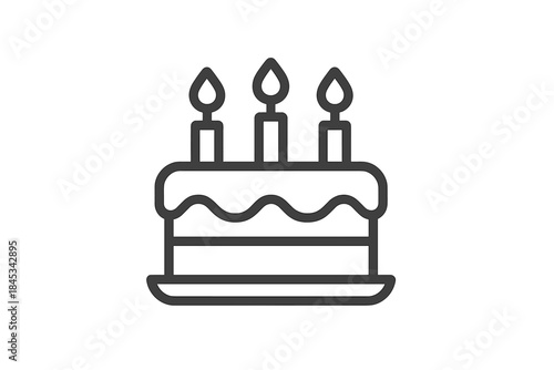 Delicious birthday cake with three lit candles ready for a festive celebration