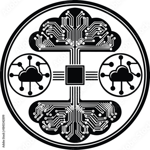 Abstract AI Cloud Analytics White Background
