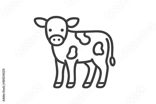 Minimalist black outline icon of a young spotted calf standing on a white background