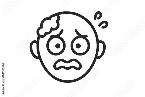 Anxious facial expression with beads of sweat symbolizing worry