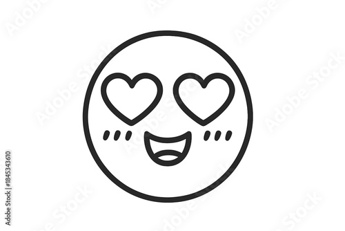 Outline icon of a happy face with heart eyes and wide smile