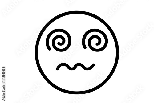Dizzy face icon with spiral eyes and wavy mouth outline