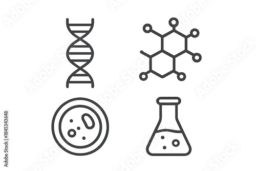 Essential symbols for chemistry, genetics, and laboratory experiments