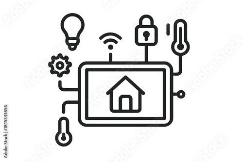 Centralized smart home control panel managing automated device icons