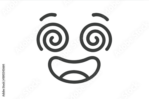 Confused face emoticon with spiral eyes and wide open mouth