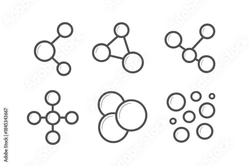 Abstract connection symbols representing molecules, networking, and data sharing concepts