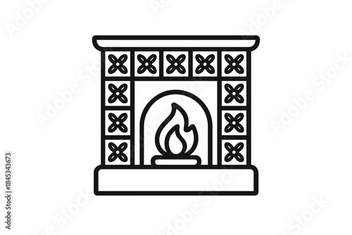 Traditional indoor fireplace featuring a burning flame and decorative paneling