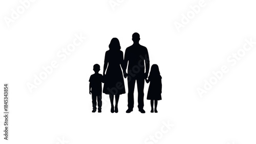 family holding hands silhouette vector