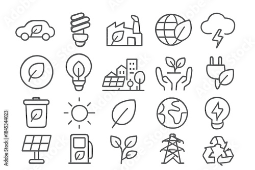Thin line icons set for ecology and renewable energy concepts