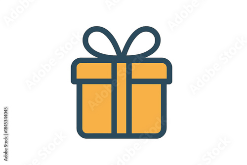 Simple gift box icon with ribbon and bow design