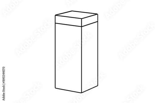 Tall rectangular prism outline in isometric view for packaging mockup