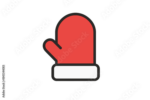 Simple red winter mitten icon with white cuff detail