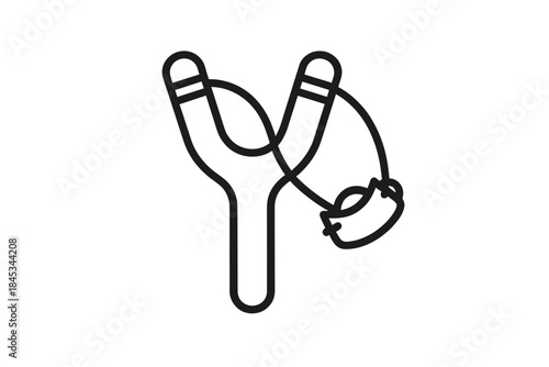 Outline icon of a slingshot with projectile ready to launch