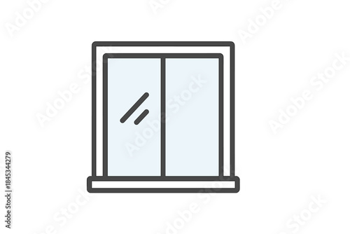Double pane window icon with light blue glass and dark outline
