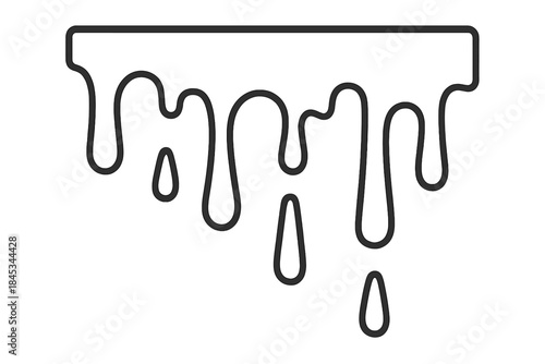 Black outline border element with dripping liquid and falling drops