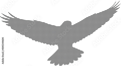 Flying Eagle Silhouette Halftone Dot Pattern Vector Isolated