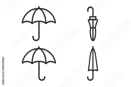 Outline icons representing open and closed umbrella shapes for weather protection