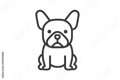 Minimalist outline icon of a sitting French Bulldog dog head and torso