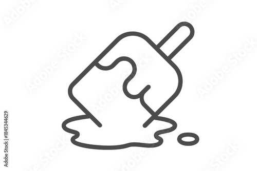 Melting popsicle icon with dripping liquid puddle