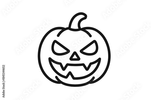 Outline icon of a scary carved pumpkin face for Halloween celebration