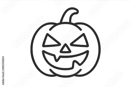 Simple outline icon of a carved jack o lantern pumpkin face