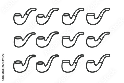 Seamless pattern of simple smoking pipe outline icons