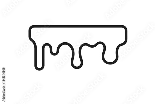 Simple black outline icon of dripping liquid or melting substance