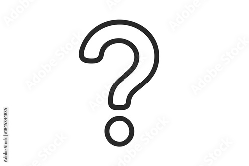 Simple black outline question mark symbol centered on white background