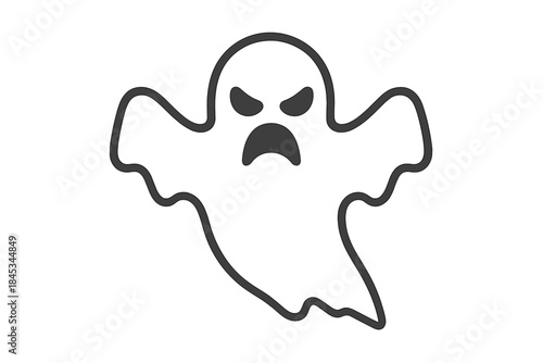 Angry cartoon ghost simple spooky character outline icon