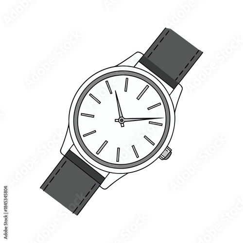 Minimalist Watch Design Illustration on Transparent Background
