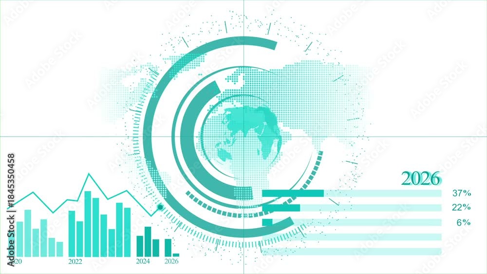 2026 Futuristic Data With World Map And Charts Animation 1000 F 1845350458 